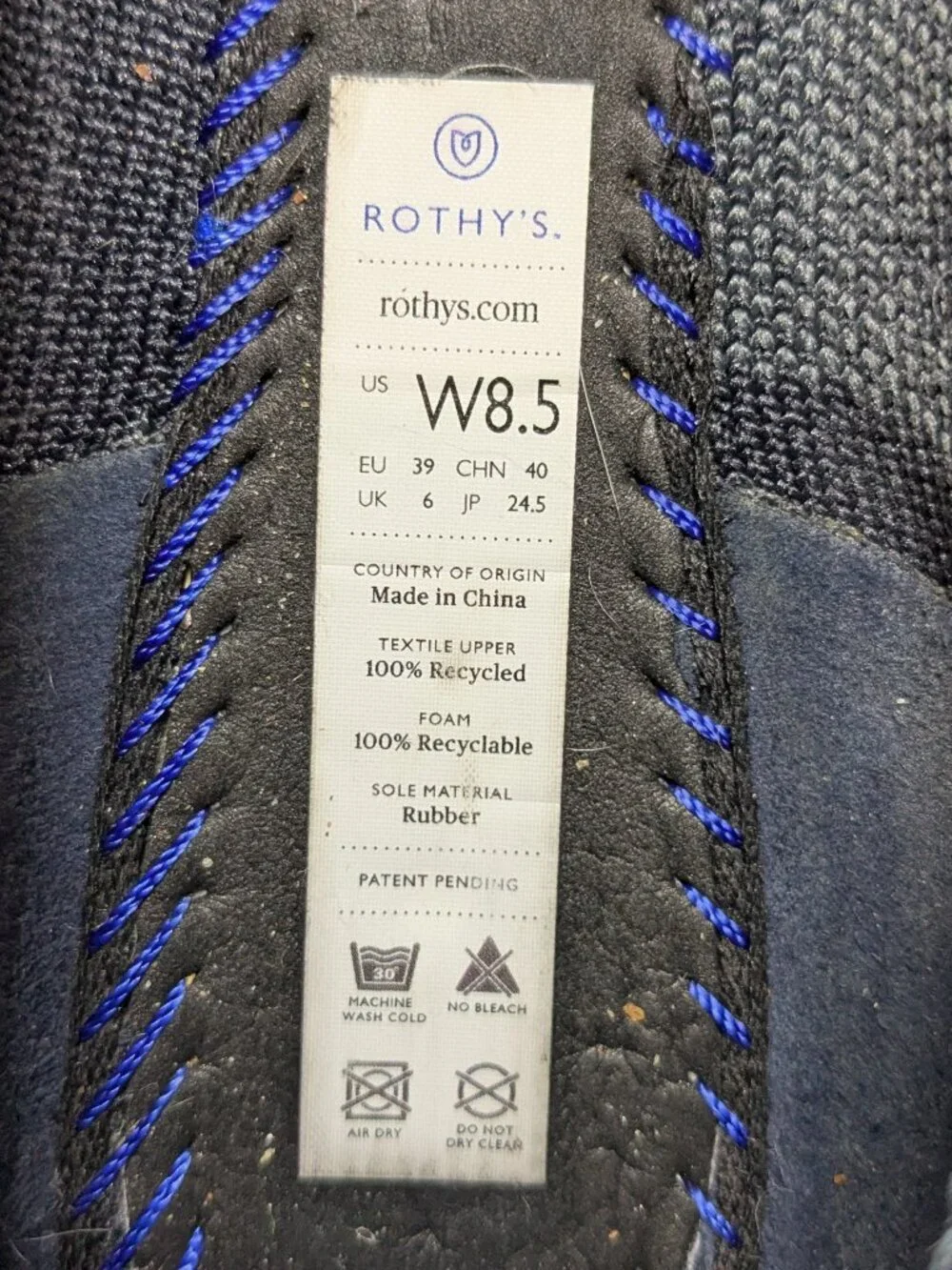 Rothy’s Point Camo Gray Black Flats Pointed Toe Size 8.5